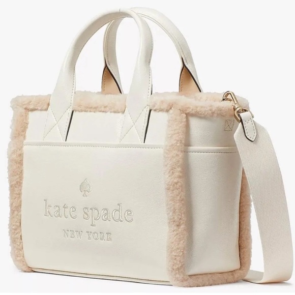 NWT Kate Spade ♠️ Jett Faux Shearling Small Tote in Meringue - Picture 9 of 10